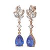 Image 2 : 8.22 ctw Tanzanite & Diamond Earrings 18K Rose Gold - REF-525G5W