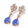 Image 3 : 8.22 ctw Tanzanite & Diamond Earrings 18K Rose Gold - REF-525G5W