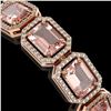 Image 3 : 37.11 ctw Morganite & Diamond Micro Pave Halo Bracelet 10k Rose Gold - REF-787K3Y