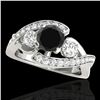 Image 1 : 1.76 ctw Certified VS Black Diamond Bypass Solitaire Ring 10k White Gold - REF-81K5Y