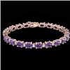 Image 2 : 19.7 ctw Amethyst & VS/SI Diamond Eternity Bracelet 10k Rose Gold - REF-104F2M