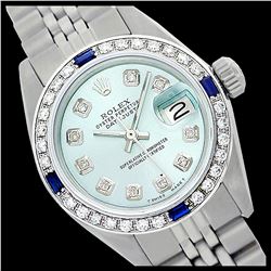 Rolex Men's Stainless Steel, QuickSet, Diam Dial & Diam/Sapphire Bezel
