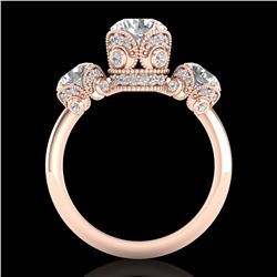 3 ctw VS/SI Diamond Art Deco 3 Stone Ring 18k Rose Gold - REF-649G3W