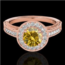 1.5 ctw Certified SI/I Fancy Intense Yellow Diamond Ring 10k Rose Gold - REF-231W8H