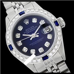 Rolex Men's Stainless Steel, QuickSet, Diam Dial & Diam/Sapphire Bezel