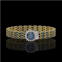 29.89 ctw London Topaz & Diamond Bracelet 14K Yellow Gold - REF-281H8R