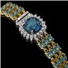 Image 2 : 29.89 ctw London Topaz & Diamond Bracelet 14K Yellow Gold - REF-281H8R