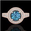 Image 2 : 1.12 ctw Fancy Intense Blue Diamond Art Deco Ring 18k Rose Gold - REF-167K3Y
