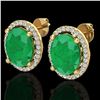 Image 1 : 6 ctw Emerald & Micro Pave VS/SI Diamond Earrings 18k Yellow Gold - REF-101W6H