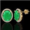 Image 2 : 6 ctw Emerald & Micro Pave VS/SI Diamond Earrings 18k Yellow Gold - REF-101W6H