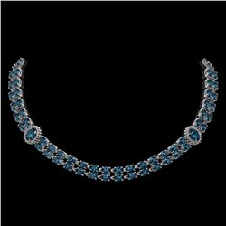 39.28 ctw London Topaz & Diamond Necklace 14K White Gold - REF-454H5R