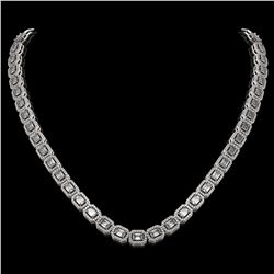 21.12 ctw Emerald Cut Diamond Micro Pave Necklace 18K White Gold - REF-2509F6M