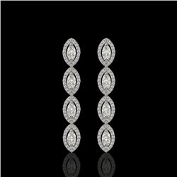 3.84 ctw Marquise Cut Diamond Micro Pave Earrings 18K White Gold - REF-334N6F