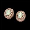 Image 2 : 7.4 ctw Certified Opal & Diamond Victorian Earrings 14K Rose Gold - REF-227W8H