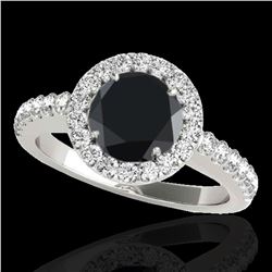 1.65 ctw Certified VS Black Diamond Solitaire Halo Ring 10k White Gold - REF-60A3N