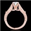 Image 2 : 1.25 ctw Certified Diamond Solitaire Antique Ring 10k Rose Gold - REF-184G3W