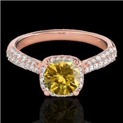 1.50 ctw Certified SI/I Fancy Intense Yellow Diamond Ring 10k Rose Gold - REF-204R5K