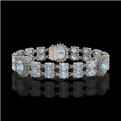 15.72 ctw Aquamarine & Diamond Bracelet 14K White Gold - REF-254M5G