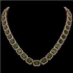 80.65 ctw Tourmaline & Diamond Micro Pave Halo Necklace 10k Rose Gold - REF-1163W6H