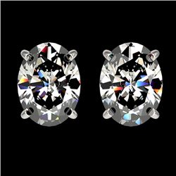 2.50 ctw Certified VS/SI Quality Oval Diamond Stud Earrings 10k White Gold - REF-601A4N