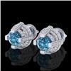 Image 1 : 2.75 ctw Fancy Intense Blue Diamond Micro Pave Earrings 18k White Gold - REF-236R4K
