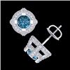 Image 3 : 2.75 ctw Fancy Intense Blue Diamond Micro Pave Earrings 18k White Gold - REF-236R4K
