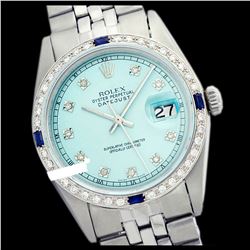 Rolex Men's Stainless Steel, QuickSet, Diam Dial & Diam/Sapphire Bezel