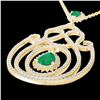 Image 1 : 3.20 ctw Emerald & Micro Pave Diamond Heart Necklace 14k Yellow Gold - REF-212W8H