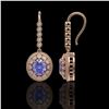 Image 2 : 9.47 ctw Tanzanite & Diamond Victorian Earrings 14K Rose Gold - REF-315K6Y