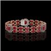 Image 1 : 20.99 ctw Ruby & Diamond Bracelet 14K Rose Gold - REF-263X6A