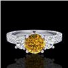 Image 2 : 1.41 ctw Intense Fancy Yellow Diamond Art Deco Ring 18k White Gold - REF-227F3M