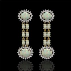 6.73 ctw Opal & Diamond Earrings 14K Yellow Gold - REF-227W3H