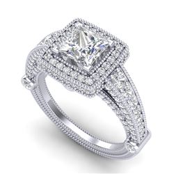 2.53 ctw Princess VS/SI Diamond Solitaire Art Deco Ring 18k White Gold - REF-509W3H