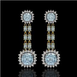 16.22 ctw Aquamarine & Diamond Earrings 14K Yellow Gold - REF-321K3Y