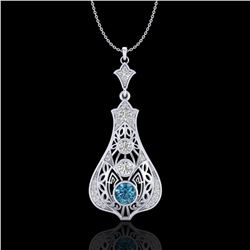 1.75 ctw Fancy Intense Blue Diamond Art Deco Necklace 18k White Gold - REF-218W2H