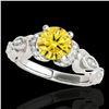 Image 1 : 1.2 ctw Certified SI Intense Yellow Diamond Antique Ring 10k White Gold - REF-184X3A