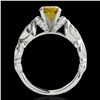 Image 2 : 1.2 ctw Certified SI Intense Yellow Diamond Antique Ring 10k White Gold - REF-184X3A