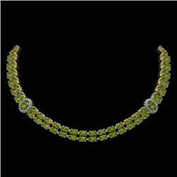 37.23 ctw Tourmaline & Diamond Necklace 14K Yellow Gold - REF-527G3W
