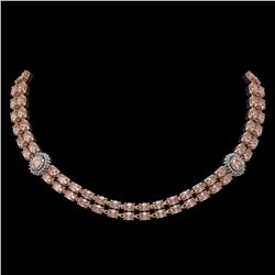 36.2 ctw Morganite & Diamond Necklace 14K Rose Gold - REF-527W3H