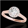 Image 1 : 1.11 ctw Certified Diamond Solitaire Halo Ring 10k Rose Gold - REF-184F3M