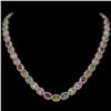 Image 1 : 31.96 ctw Multi Color Sapphire & Diamond Micro Pave Necklace 10k White Gold - REF-674K4Y
