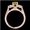 Image 2 : 1.50 ctw Certified SI Intense Yellow Diamond 3 Stone Ring 10k Rose Gold - REF-225R2K