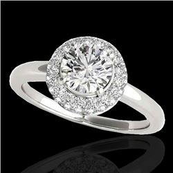 1.43 ctw Certified Diamond Solitaire Halo Ring 10k White Gold - REF-197Y8X