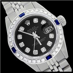 Rolex Men's Stainless Steel, QuickSet, Diam Dial & Diam/Sapphire Bezel