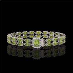 16.97 ctw Tourmaline & Diamond Bracelet 14K White Gold - REF-236F4M