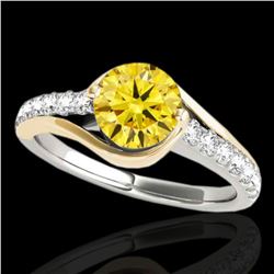 1.25 ctw Certified SI Intense Yellow Diamond Solitaire Ring 10k 2Tone Gold - REF-197N8F