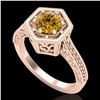 Image 1 : 0.77 ctw Intense Fancy Yellow Diamond Art Deco Ring 18k Rose Gold - REF-145H5R