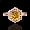 Image 2 : 0.77 ctw Intense Fancy Yellow Diamond Art Deco Ring 18k Rose Gold - REF-145H5R