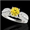 Image 1 : 2 ctw Certified SI/I Fancy Intense Yellow Diamond Ring 10k White Gold - REF-259G3W