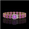 Image 1 : 14.31 ctw Amethyst & Diamond Bracelet 14K Yellow Gold - REF-178W2H